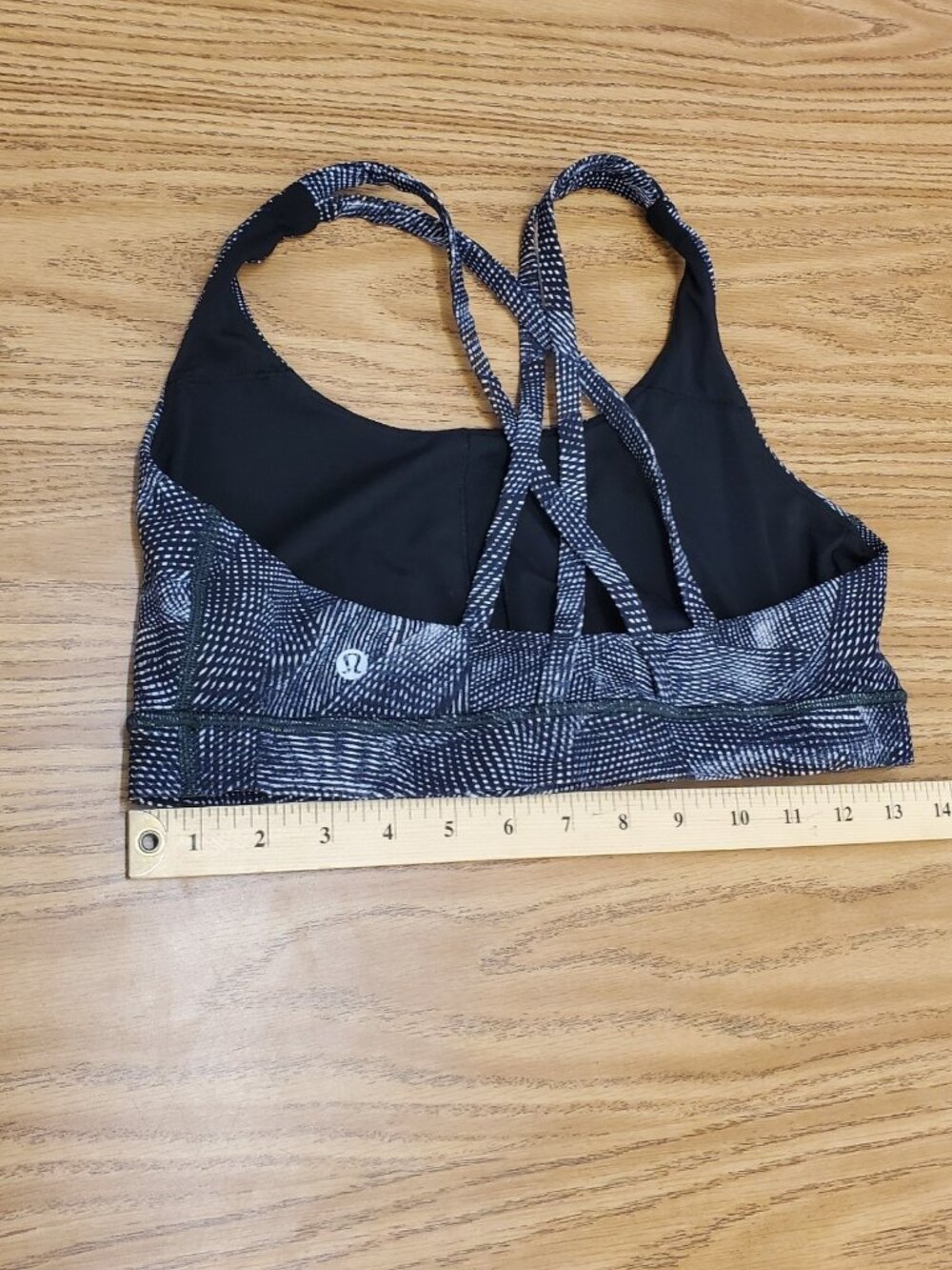 Lululemon ENERGY sports Bra VELOCITY MESH ISLAND MIST BLACK 8 S/M Square Neck - Picture 4 of 4